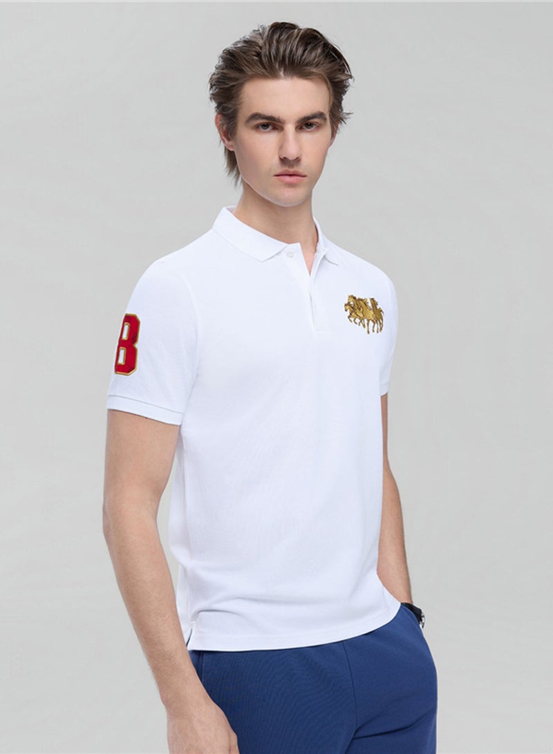 GIORDANO Men’s Slim Fit LNY Embroidery Lycra Pique Polo - Image 1